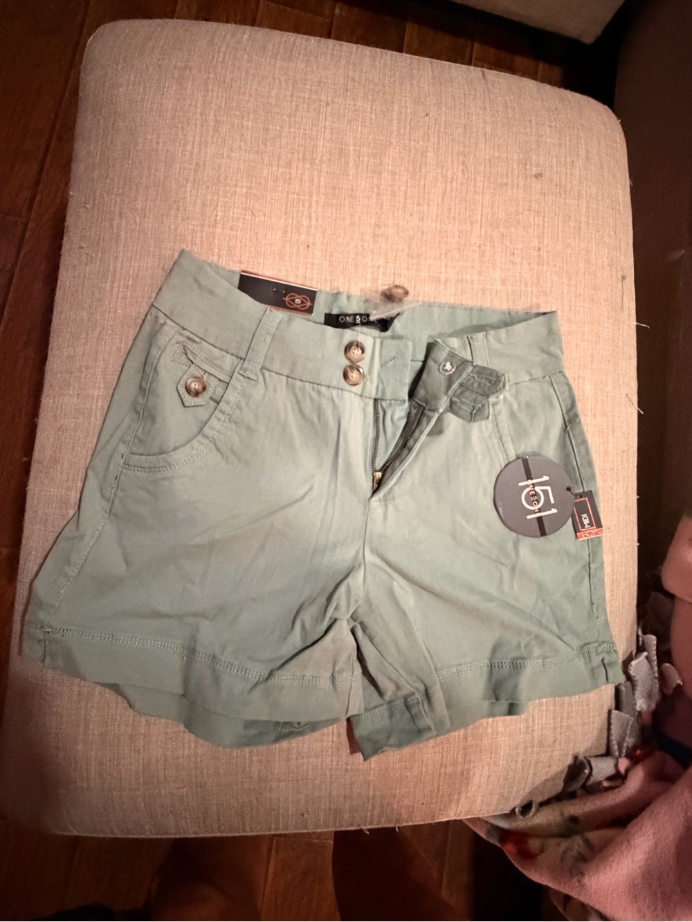 one 5 one High-Waist Sage Green Cotton Shorts